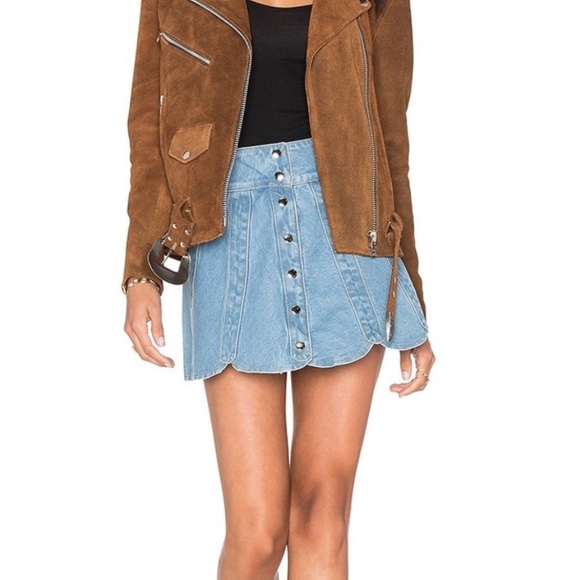 Understated Leather Denim Skirt - Picture 2 of 5